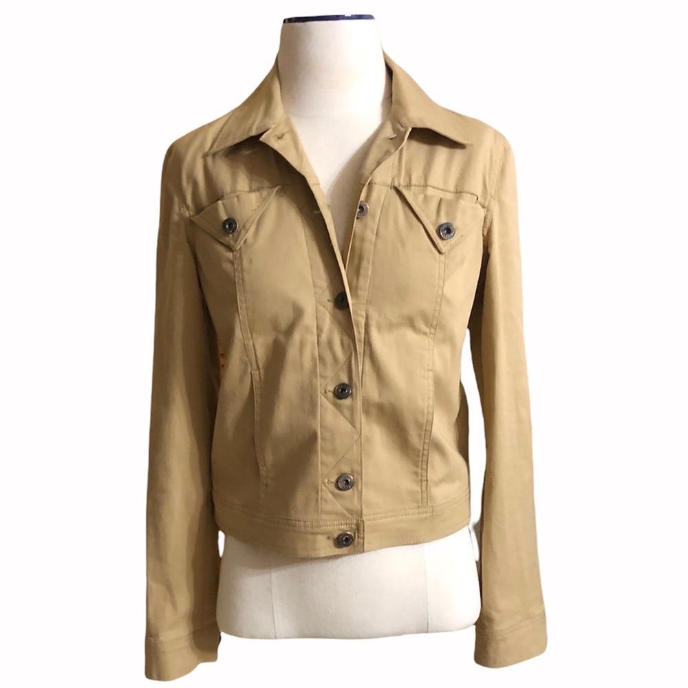 MOSCHINO JEANS Tan Twill Cropped Jacket Sz 8
